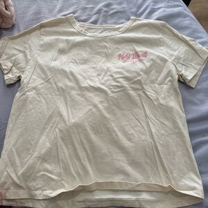 Cream Short Sleeve Tee with Pink 'Key West' Script - Women's Casual Top